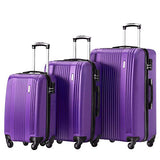 TBWYF Luggage Set 3 Piece Set Suitcase set Spinner Hard shell Lightweight (purple)