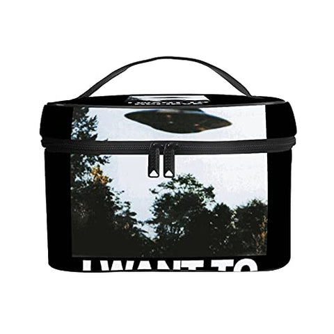 NiYoung Cosmetic Bag for Purse Cloth I Want to Believe UFO Alien Makeup Bag Canvas Travel Pouch