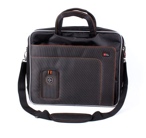 DURAGADGET 15.6" Black/Orange Laptop Briefcase Bag - Compatible with The ieGeek 11" Portable DVD