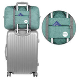 Wandf Foldable Travel Duffel Bag Luggage Sports Gym Water Resistant Nylon (E-Denim Green with Strap)
