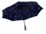 Balios (Designed in UK) Umbrella Handmade Real Wood Handle-Dark Navy with Sophisticated