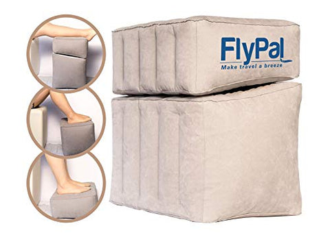 Flypal Inflatable Foot Rest for Travel, Home and Office and Blow-Up Pillow Cushion for Kids to Sleep on Long Flights, 17"x11"x17", Grey
