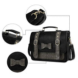 ECOSUSI Women Vintage PU Leather Messenger Shoulder Satchel Bag, Black