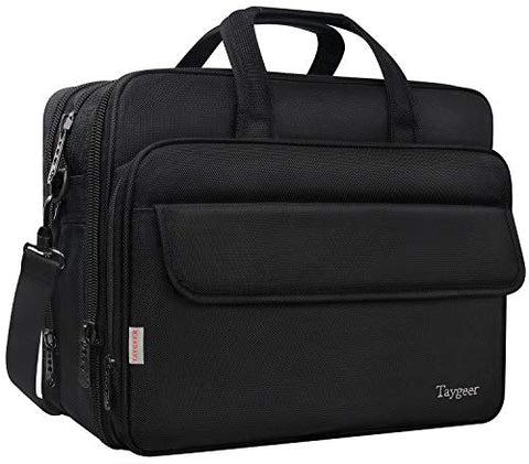 Large Briefcase for Men Women, 17 Inch Laptop Bag, Expandable Business Attache, Taygeer Water