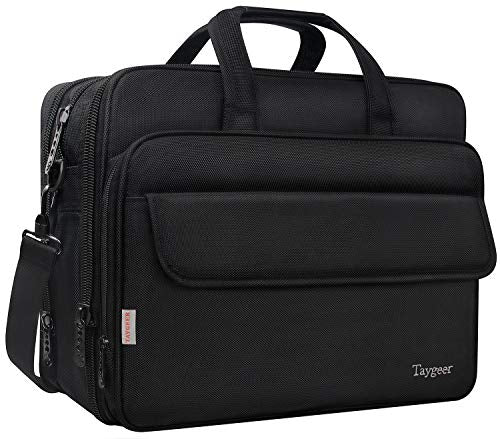 Large Briefcase for Men Women, 17 Inch Laptop Bag, Expandable Business Attache, Taygeer Water
