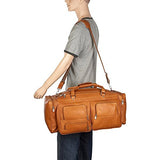 Piel Leather 24In Duffel With Pockets, Saddle, One Size