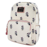 Loungefly x Minnie AOP Satin Backpack, Cream, Medium