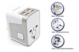 Power Plug Adapter - International Travel - W/ 4 Usb Ports Work For 150+ Countries - 220 Volt
