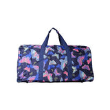 World Traveler Women'S Value Series Blue Moon 22-Inch Pink Butterfly Duffel Bag, Blue Trim Pink
