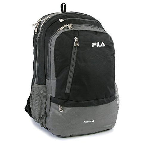 Fila Duel School Laptop Computer Tablet Book Bag Backpack, Black
