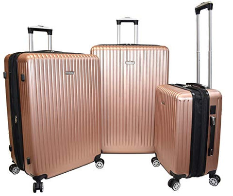Karriage-Mate Hardside Jumbo Size Luggage with Spinner Wheels, TSA Lock, USB Port (Rose Gold)