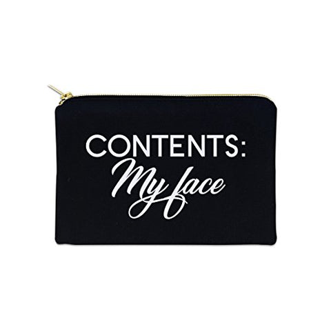 Contents: My Face 12 oz Cosmetic Makeup Cotton Canvas Bag - (Black Canvas)