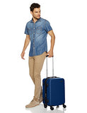Amazonbasics Hardside Spinner Luggage - 20-Inch Carry-On/Cabin Size, Navy Blue