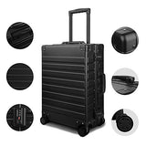 Travelking All Aluminum Carry On Luggage with TSA Locks Metal Hard Shell Spinner Suitcase (New Arrival Black, 20 Inch)
