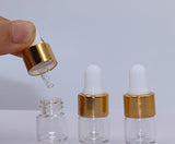 Wresty 50 Pcs Clear Glass Dropper Vails 1ml Mini Essential Oils Sample Dropper Bottles For Traveling Essential Oils Perfume Cosmetic Liquid,With 2 pcs dropper