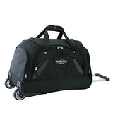 TPRC 21" "Adventure" Rolling Duffel Constructed with Honeycomb Designed RIP-STOP Material Includes Dual Side Pockets and Front Accessory Pocket, Black Color Option