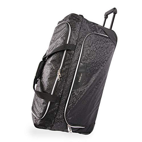 BEBE Women's 30" Rolling Duffel Tossed Black, One Size