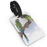 Luggage Tags Flexible Travel ID Identification Labels，Two Parrot Macaw On A Branch Talking Birds
