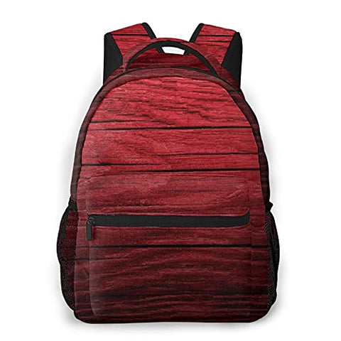 Multi leisure backpack,Maroon,Wooden Planks Timber Board Ancient Tre, travel sports School bag for adult youth College Students