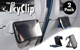 The SkyClip - (Black, 2 Pack) Airplane Cell Phone Seat Back Tray Table Clip and Phone Stand, Compatible with iPhone, Android, Tablets, and Readers
