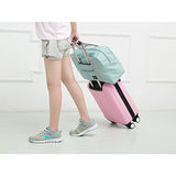 FUNFEL Travel Foldable Duffel Bag for Women & Men, Waterproof Lightweight travel Luggage bag for Sports, Gym, Vacation(II-Mint Green)