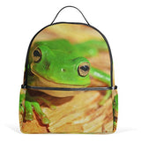 Fresh Green Frog Backpack School Travel Bag Daypack for Women Girls Boys