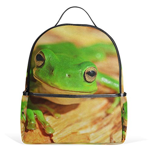 Fresh Green Frog Backpack School Travel Bag Daypack for Women Girls Boys