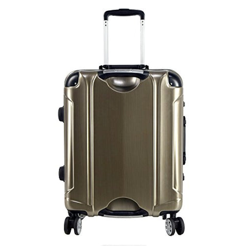 TPRC 20" "Luna Collection" Carry-On Luggage with Sturdy Aluminum Frame, WIDE-BODY, Dual 8-Wheel Spinner System, and TSA Locks, Brushed Gold Color Option