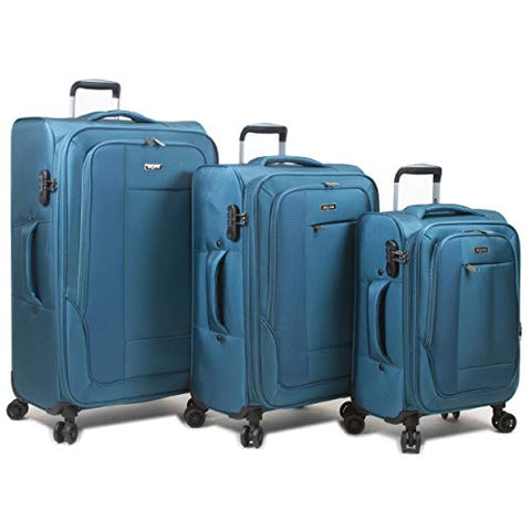 Dejuno Twilight Lightweight Nylon 3-Piece Spinner Luggage Set, Turquoise