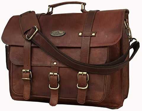 Messenger Bag Vintage Genuine Leather Briefcase Large Satchel Shoulder Bag Rugged Leather