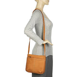 Le Donne Leather Shoulder Bag W/Exterior Zip Pocket (Tan)
