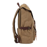 ABage Unisex Canvas Backpack Large Travel Hiking Outdoor Laptop College Backpack, Khaki
