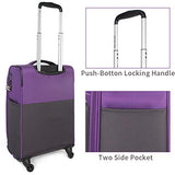 NEWCOM Carry On 20 Inch Luggage Softside with Packing Organizers Polyester Trolley Case Softshell Hand Baggage Cabin with Spinner Wheels Build-in TSA Lock for Fluent Travelers