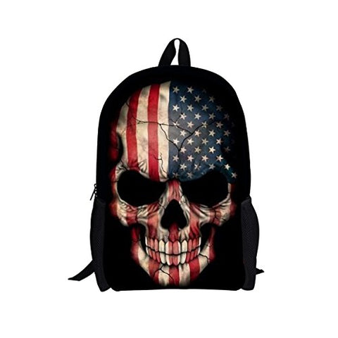 Freewander Boys Back to School Backpack Casual Schoolbag Creative Skull Printed