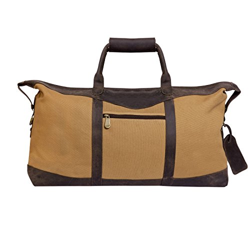 Canyon Outback Utah Canyon Collection 22 Inch Canvas And Leather Duffel Bag, Beige/Brown, One Size