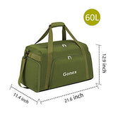 Gonex 60L Travel Duffle Bag, Weekender Overnight Duffel Bag with Shoe Compartment Army Green