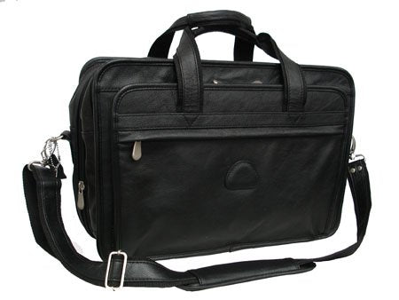 AmeriLeather Leather Expandable Laptop Case (Black)