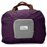 Miami CarryOn Travel Foldable Handbag - Folds to a Compact 6 x 6 x 1-1/2 inches (Purple-Gray)