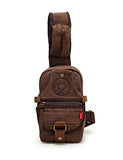 Men's Designed Small Chest Pack Purse Cross-body Shoulder Bag Cotton Canvas Leather Backpack