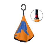 Inverted Travel Umbrella Orange Gator Reverse Windproof UV Protection Umbrellas with C Shaped Handle for Car Golf Outdoor