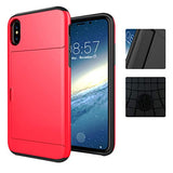 BeautyWill iPhone Xs Max Card Holder Case Wallet Slot Dual Layer Protective Cover Shock Absorption