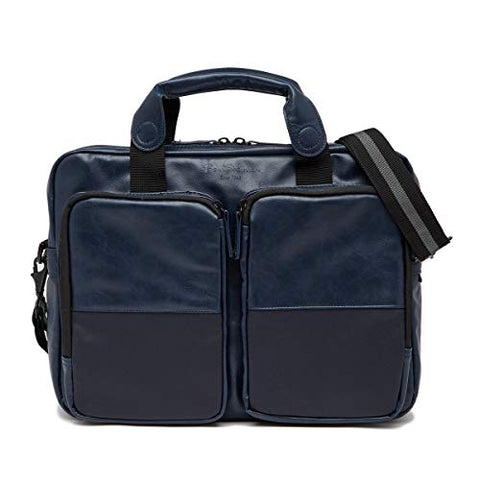 Ben Sherman Keats Grove Leather Top Zip 15.6" Computer Briefcase in Navy