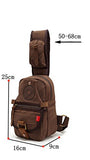 Men's Designed Small Chest Pack Purse Cross-body Shoulder Bag Cotton Canvas Leather Backpack