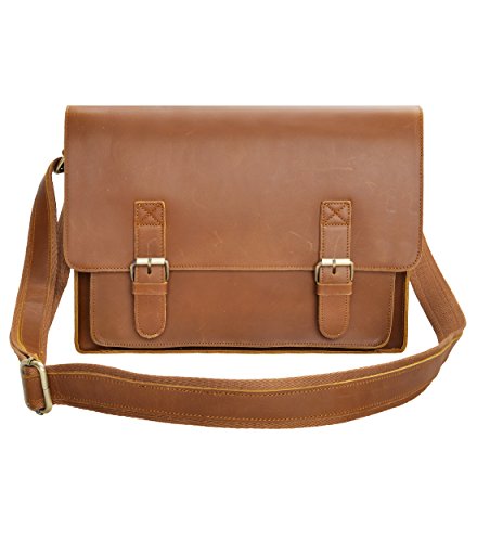 Leather Messenger Bag Zlyc 15.6 Inch Macbook Laptop Bag Vintage Briefcase Men Shoulder Bag