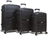 Dejuno Ark 3-Piece Lightweight Hardside Spinner Luggage Set-Black