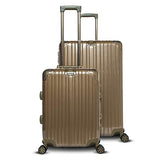 Gabbiano Aurora Collection Aluminum Frame 2-Piece Luggage Set with Dual TSA locks (Titanium Gold)