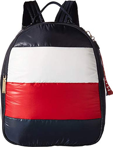 Tommy Hilfiger Women's Ames Puffy Corp Color Block Backpack Navy/Red/White One Size