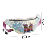 Aibearty Kids Glitter Reversible Sequin Fanny Pack Letter Print Waist Bag