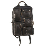 Stylish Washed Canvas Backpack W/Leather Trim, 0830 Black