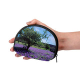 Oxford Cloth Landscape Purple Flowers Sky TRE Coin Purse Small Zipper Wallet Bag Change Pouch Mini Cosmetic Makeup Bags Organizer Multipurpose Pouches